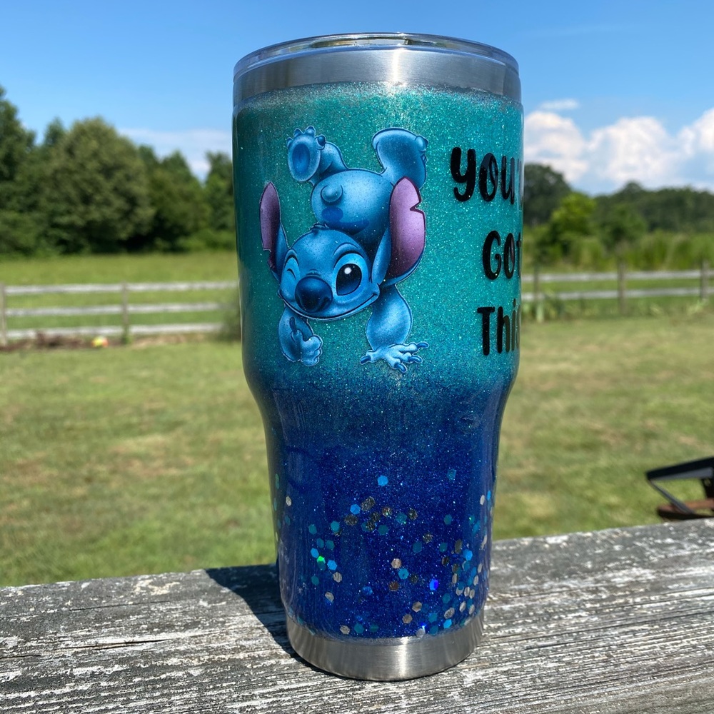 Stitch Glitter Tumbler - You’ve Got This!
